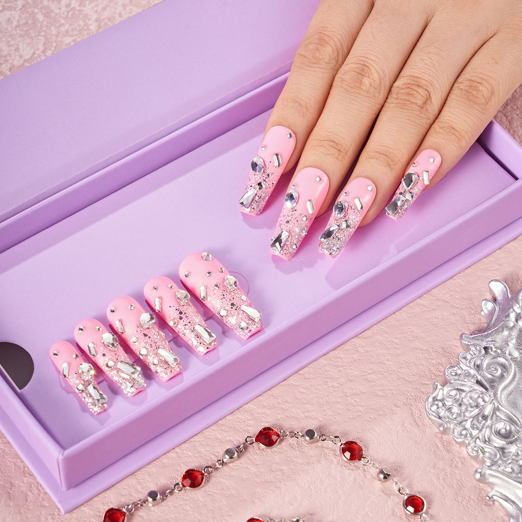 Mid-length Nail(Length:1.2")10PCS Handmade Acrylic Press On Nails