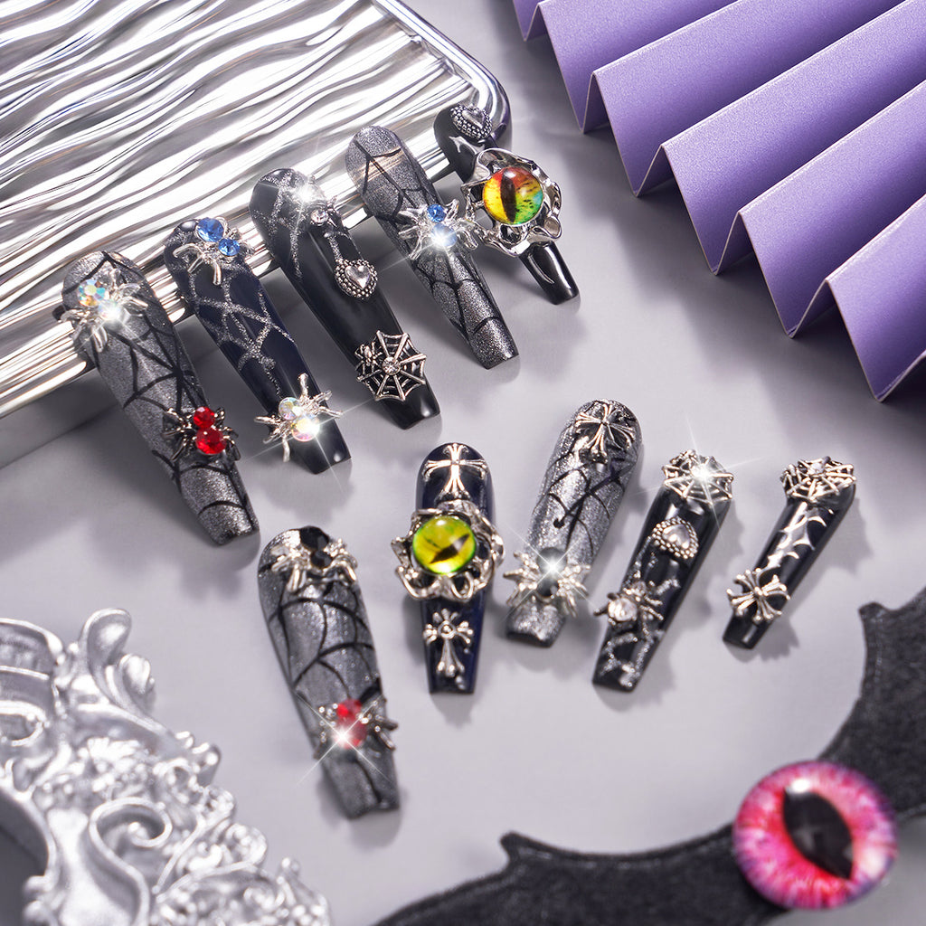 MG70-Spooky Castle Long Coffin(Length:1.7")Handmade Press-on Nails