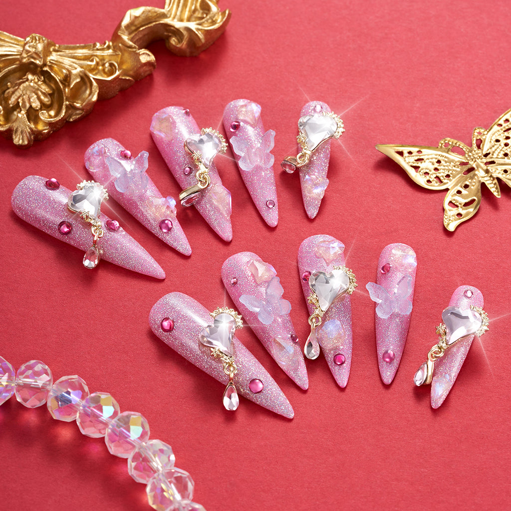 MG61-Dancing Princess Long Stiletto(Length:1.7")Handmade Press-on Nails