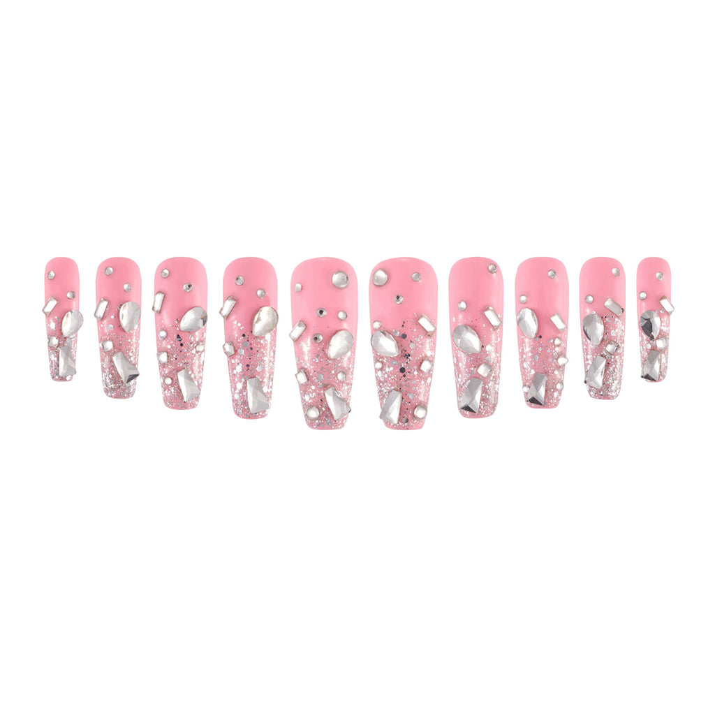 MG111-Pinky Luxe MID LENGTH COFFIN(Length:1.2")Handmade Press-on Nails