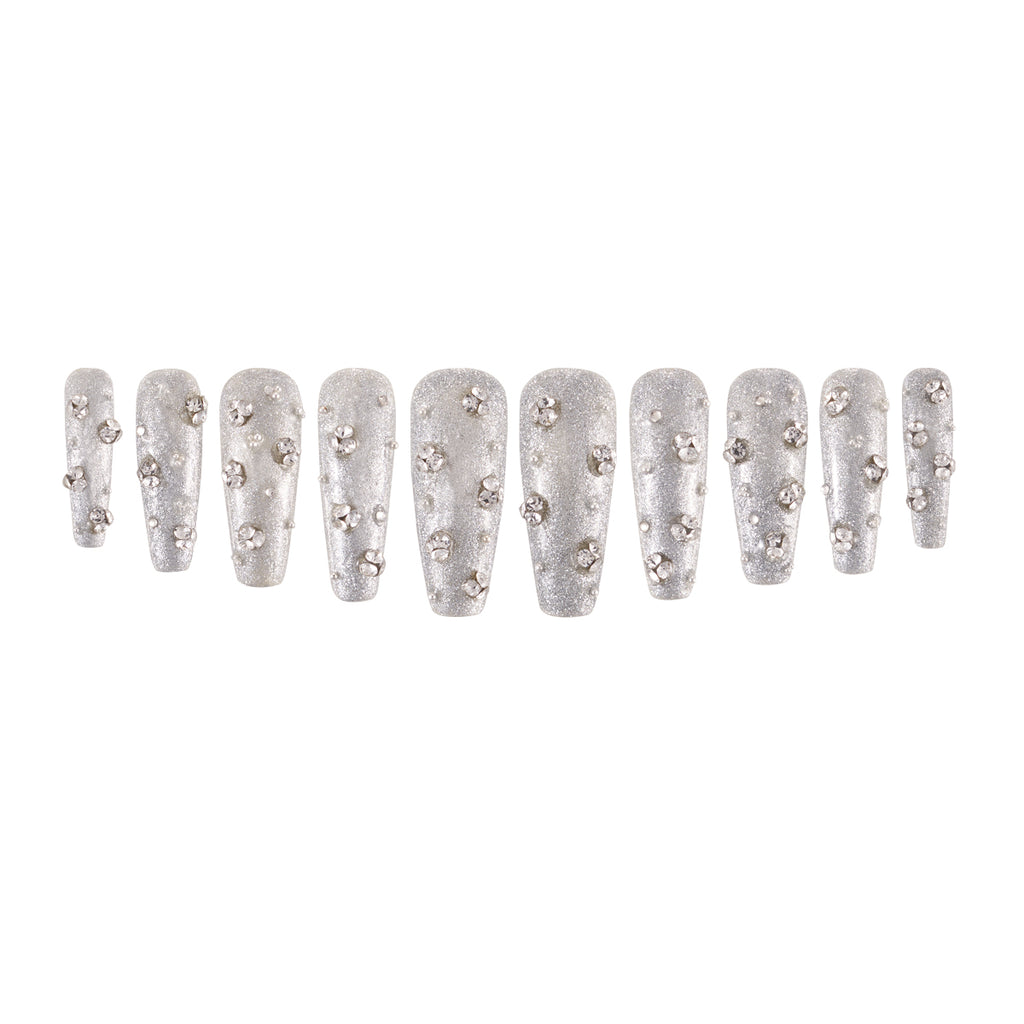 MG49-Milky Way MID LENGTH COFFIN(Length:1.2")Handmade Press-on Nails