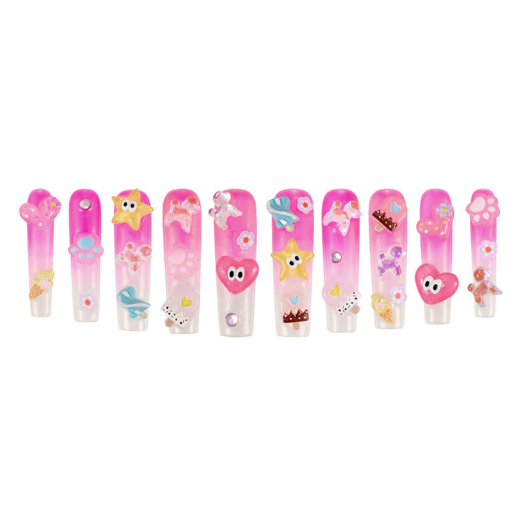 MG141-Candy Fairyland LONG SQUARE(Length:1.8")Handmade Press-on Nails