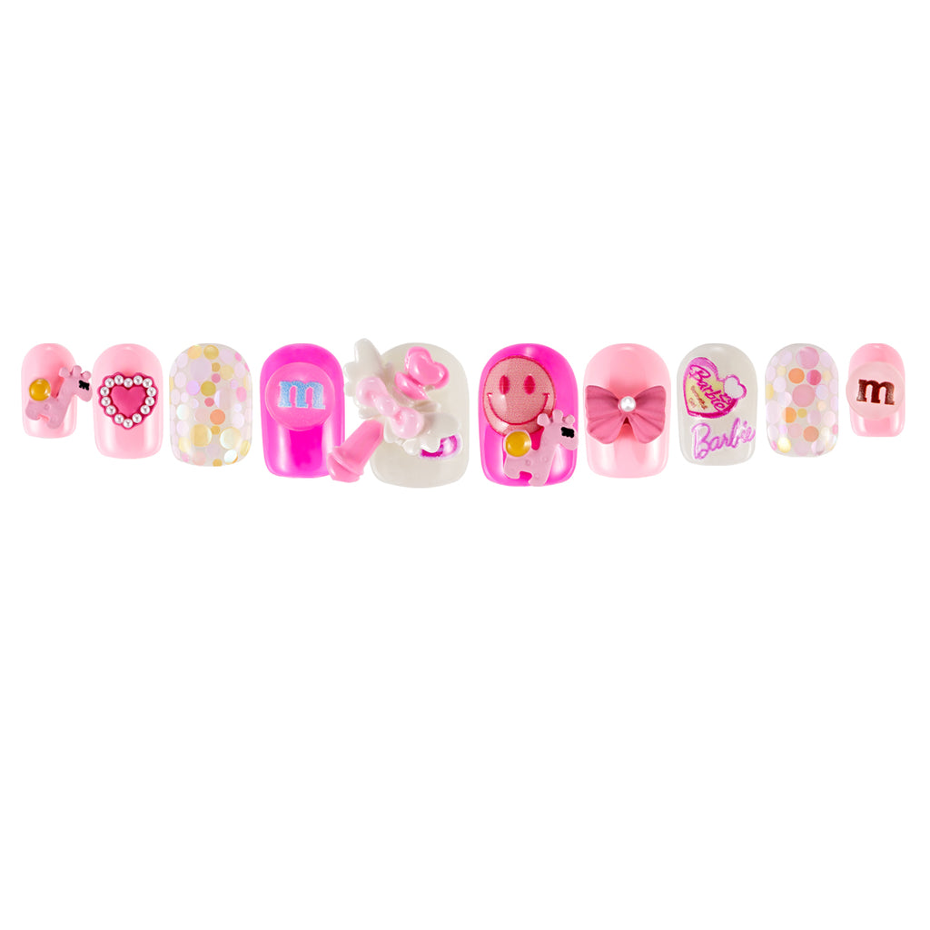 MG159-Mini Barbie SHORT SQUARE(Length:0.6")Handmade Press-on Nails